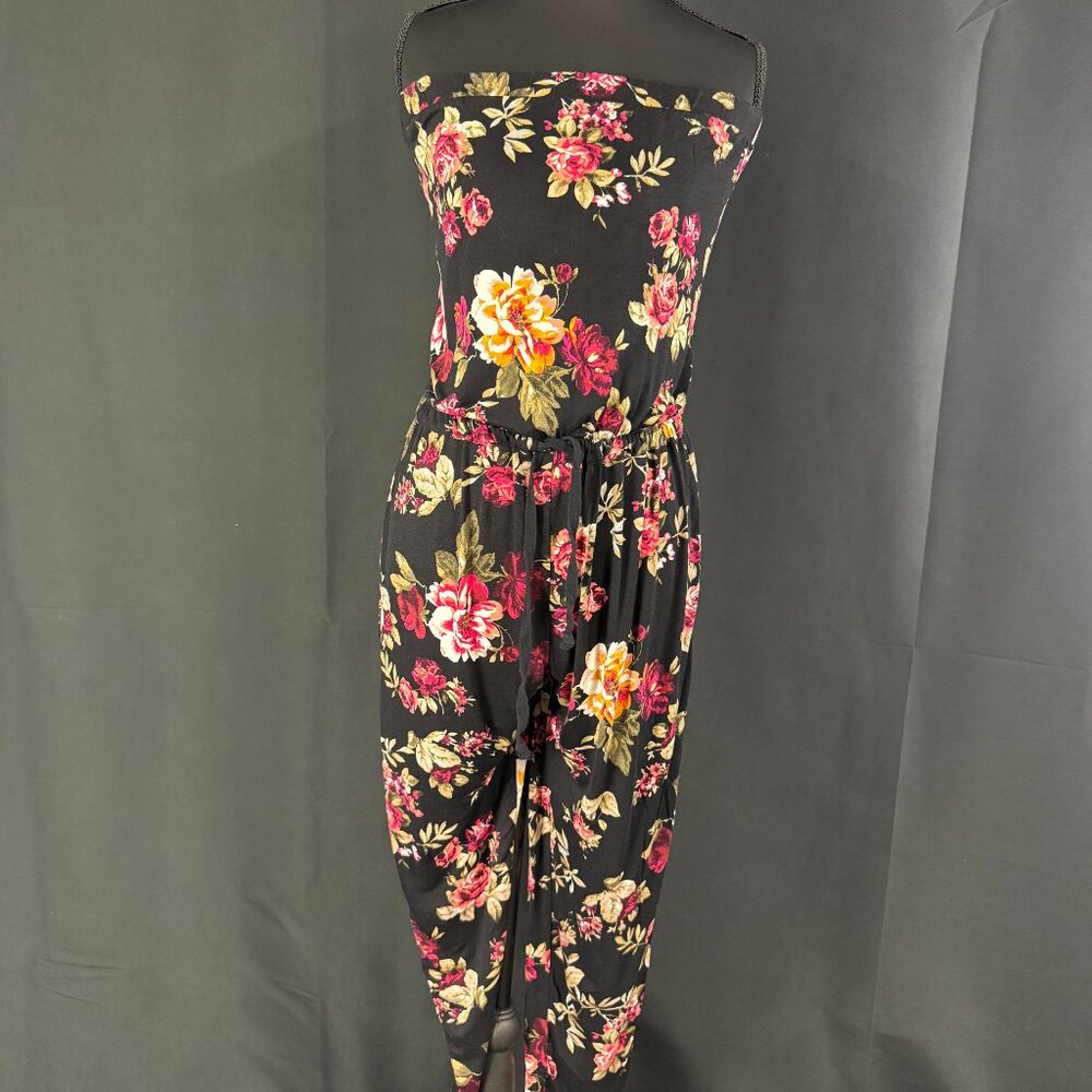Black Floral Strapless Jumpsuit | New Without Tags